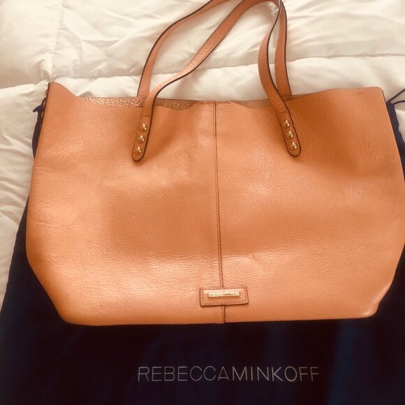 REBECCA MINKOFF PEACH TOTE WITH STUDS AND PURSELET - Picture 1 of 9